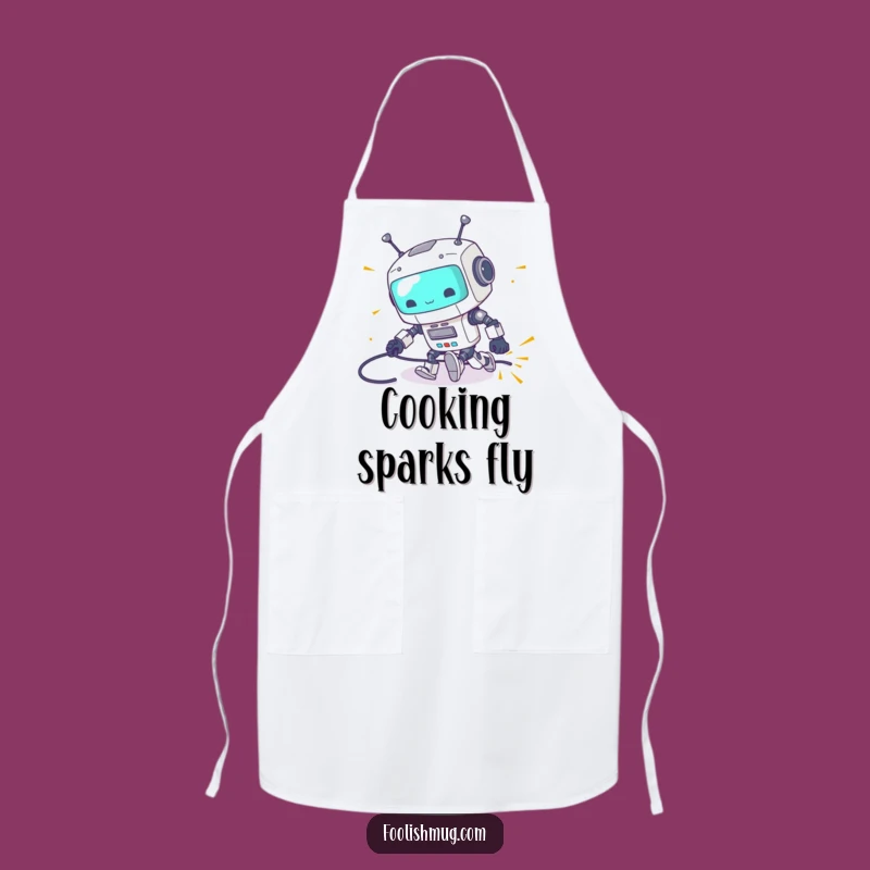 Funny Robot Tripping Apron: Clumsy Bot Mishap for Kitchen & Funny Gifts!