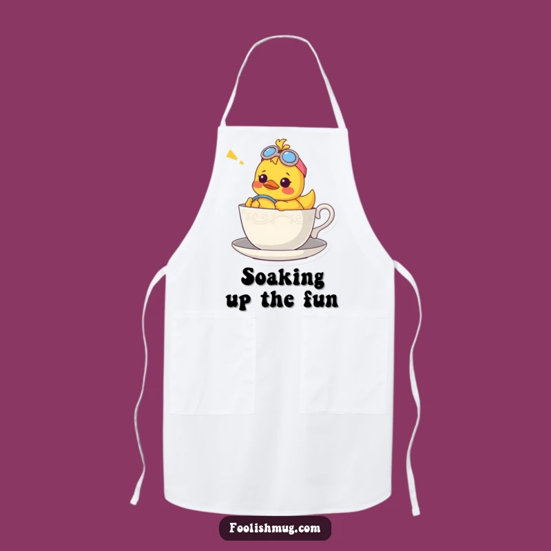 Funny Duck Teacup Apron: Confused Chef Character for Kitchen Fun!