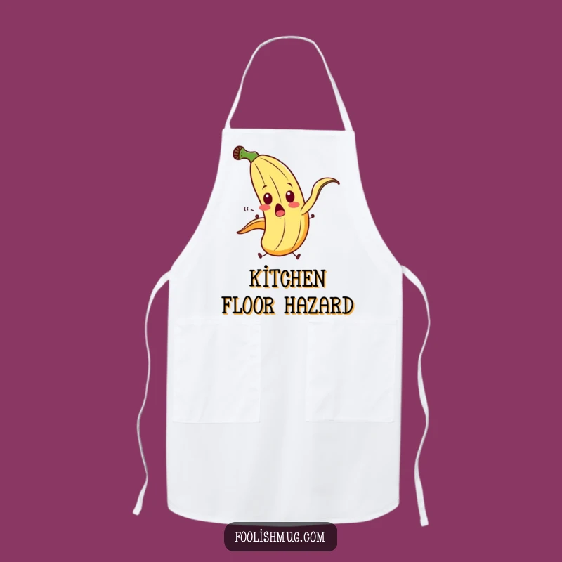 Funny Banana Slip Apron: Kitchen Cartoon Character Whimsy & Humorous Gift!