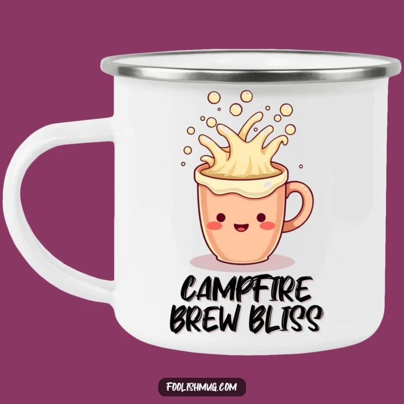 Funny Coffee Mug Camping Mug: Overflowing Cheerful Liquid