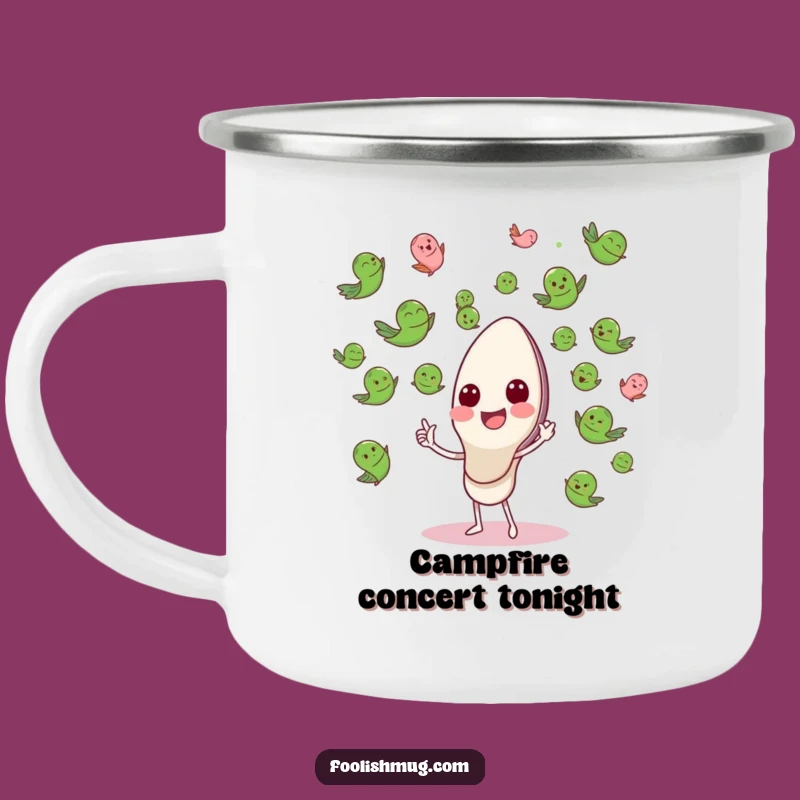 Funny Spoon Conducting Peas Camping Mug: A Whimsical Orchestral Delight, Perfect Funny Gift!