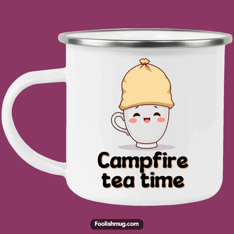 Funny Teacup Hat Camping Mug: Whimsical Tea Time for Outdoors & Funny Gifts!
