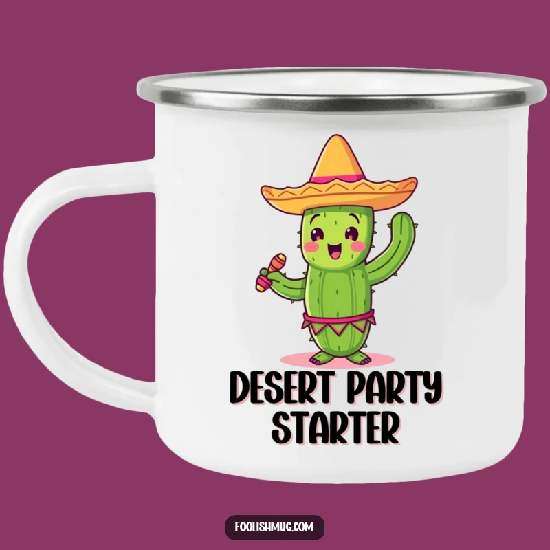 Funny Cactus Dancing Camping Mug, Fiesta Drinkware for Outdoor Parties