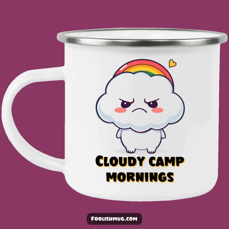 Funny Grumpy Cloud Camping Mug: Tickled by Rainbow