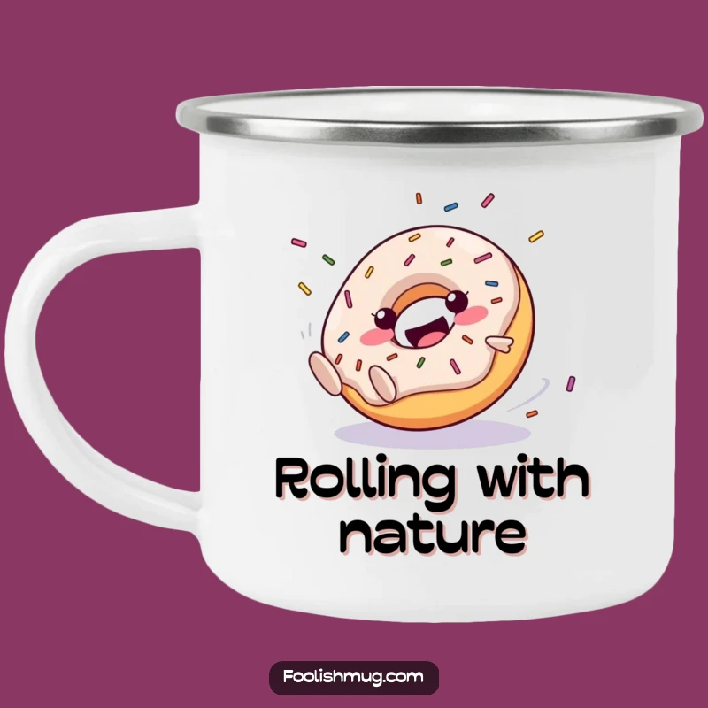 Funny Happy Donut Camping Mug: Roll into Adventure Sprinkles!