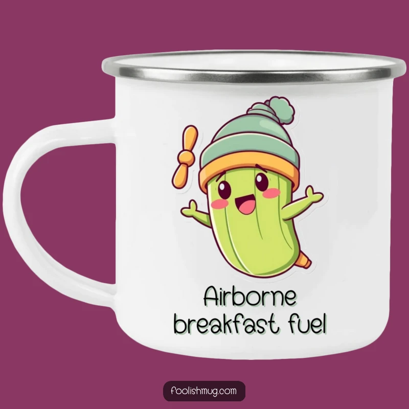 Funny Pickle Flying Crookedly Camping Mug: Adventure Fuel for Laughs