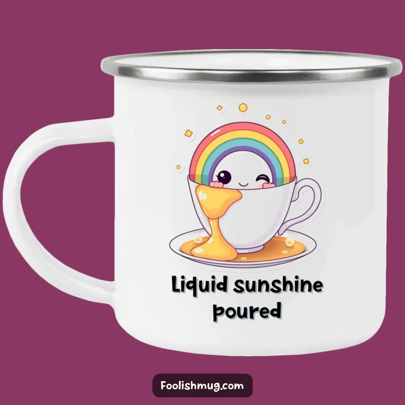 Funny Rainbow Teacup Camping Mug - Sip Brightness on Your Adventures