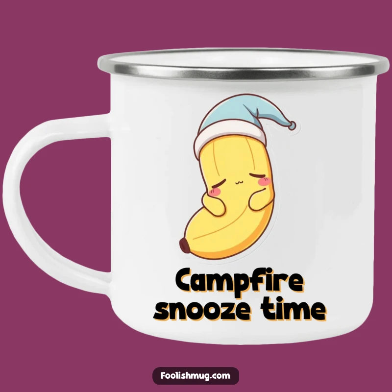 Funny Sleepy Banana Nightcap Camping Mug - Cozy Campfire Companion!