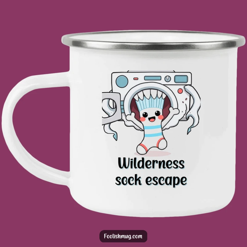 Funny Sock Monster Escape Camping Mug - Campfire Tales & Laughter!