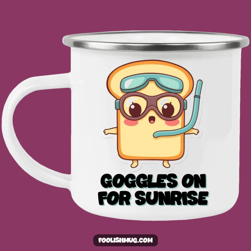 Funny Surprised Bread Goggles Camping Mug: Adventure Fuel for Laughs