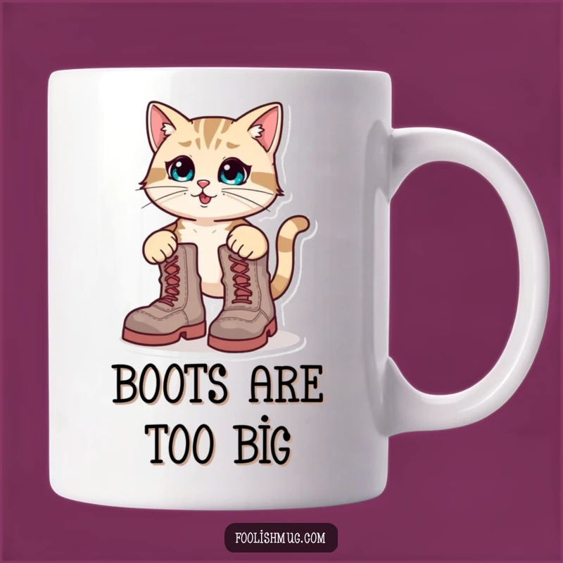 Funny Cat Boots Mug: Oversized Boot Mishap Gift