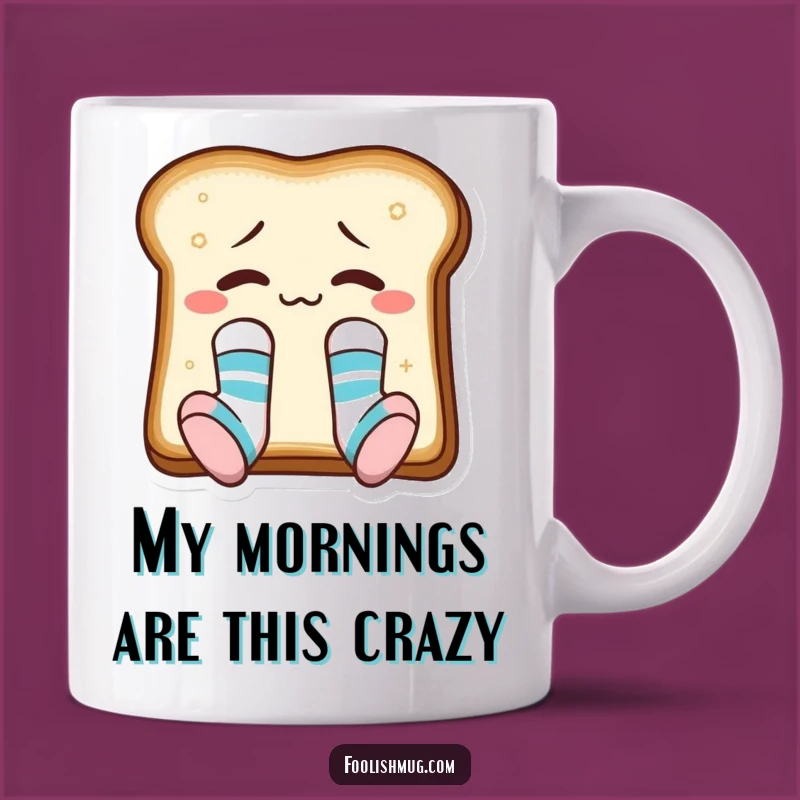 Funny Confused Toast Mismatched Socks Mug, Perfect Humorous Gift for Breakfast Lovers