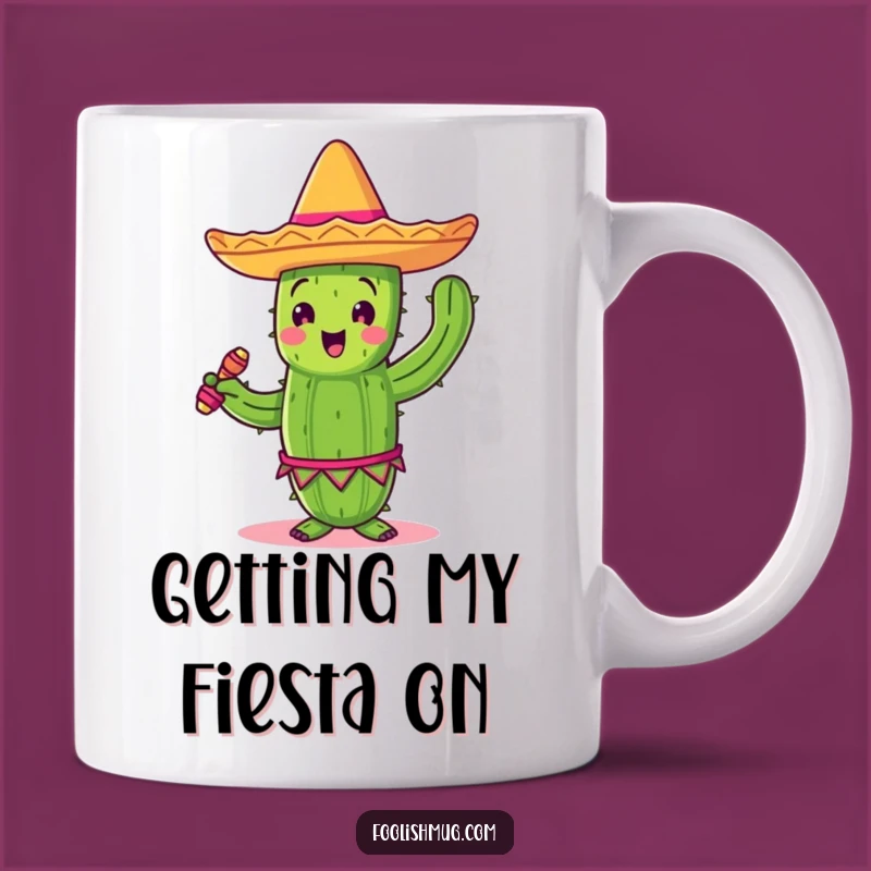 Funny Dancing Cactus Mug, Hilarious Sombrero Fiesta Gift for Fiesta Lovers