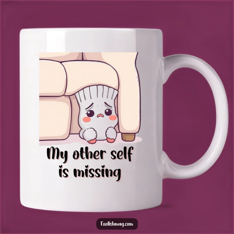 Funny Lost Sock Mug - Adorable Flustered Character Peeking Out, Perfect Gift!