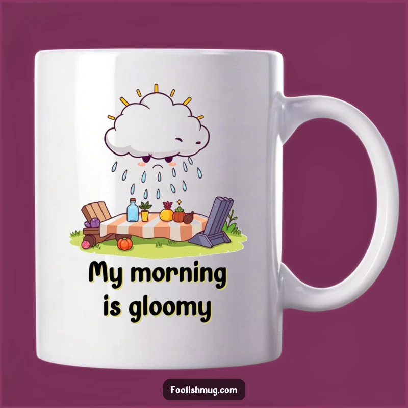 Funny Grumpy Cloud Picnic Mug: Embrace the Gloom with Humor
