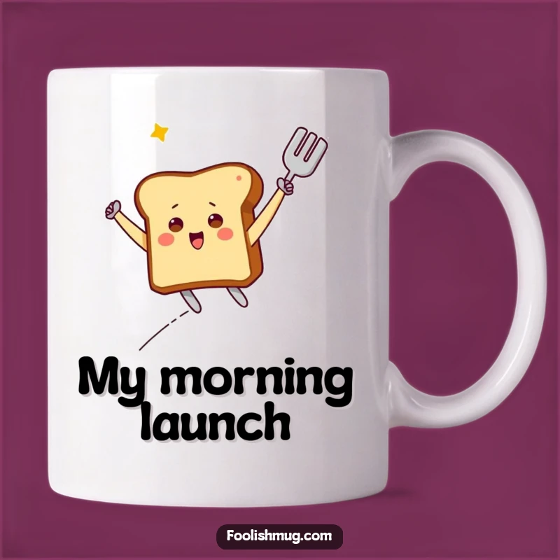Funny Flying Toast Mug: Hilarious Spatula Adventure Design, Perfect Humorous Breakfast Gift