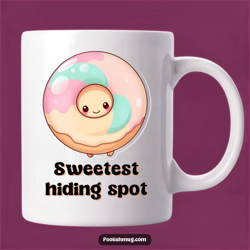 Funny Shy Donut Mug, Adorable Hiding Treat Gift for Sweet Tooth