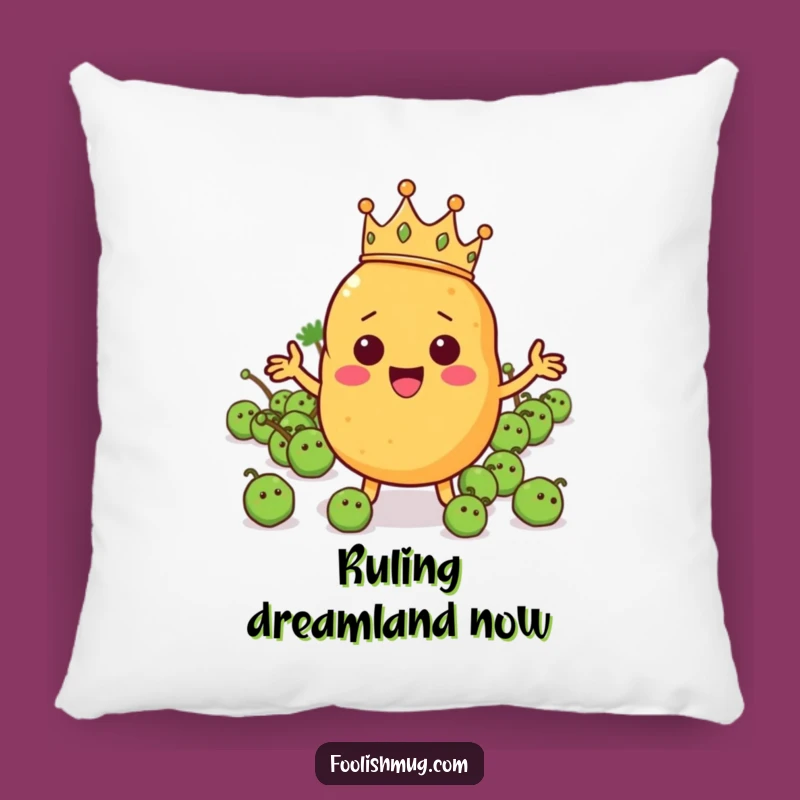 Funny Potato King Pillow: Soft Cartoon Character Comfort & Regal Humor Accent!