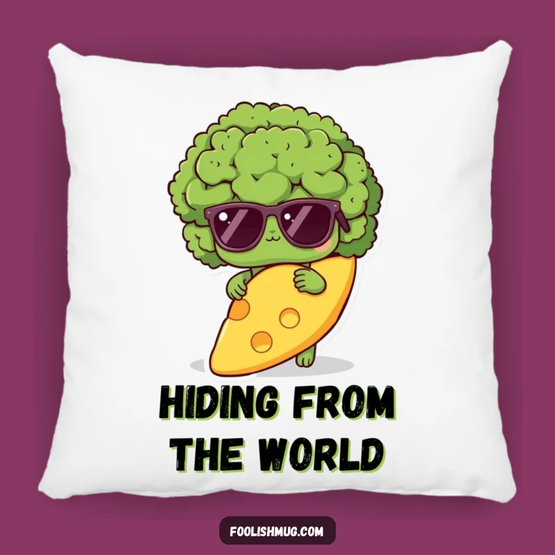 Funny Shy Broccoli Sunglasses Pillow - Cozy Comfort with a Cheesy Twist