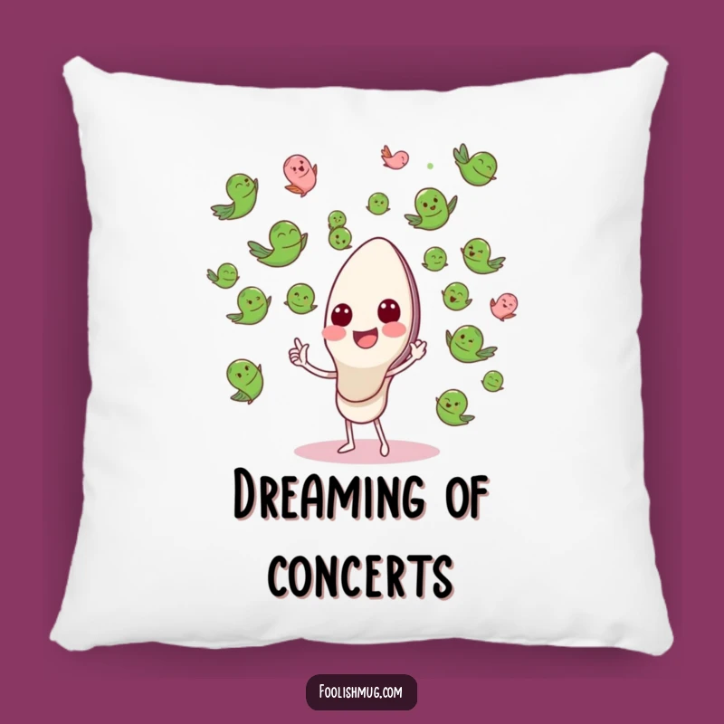 Funny Spoon Conducting Peas Pillow: A Whimsical Orchestral Delight, Perfect Funny Gift!