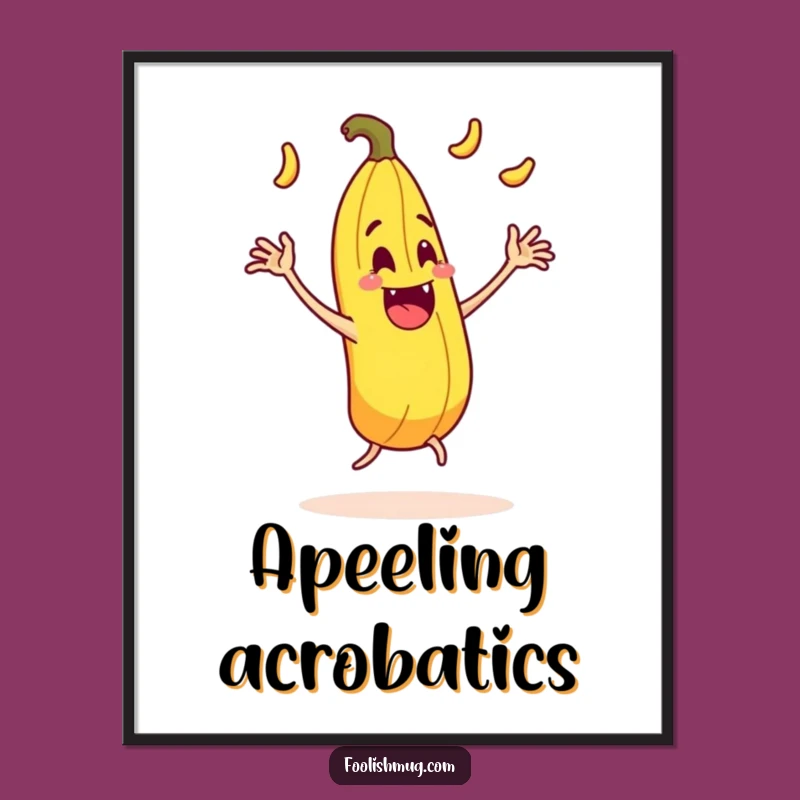 Funny Juggling Banana Peel Slipping Digital Art Classic Comedy for Instant Decor