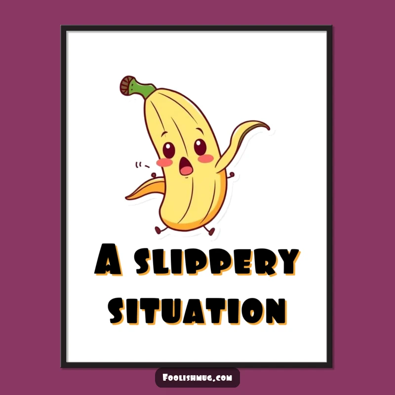 Funny Banana Slip Digital Art: Exaggerated Cartoon Character Print & Hilarious Gift!