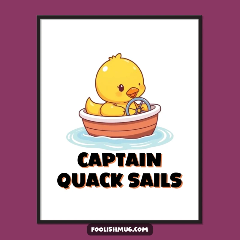 Funny Rubber Ducky Bathtub Boat Digital Art Print - Instant Hilarious Decor!
