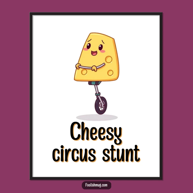 Funny Cheese Unicycle Digital Art: Bring Quirky Balance Home