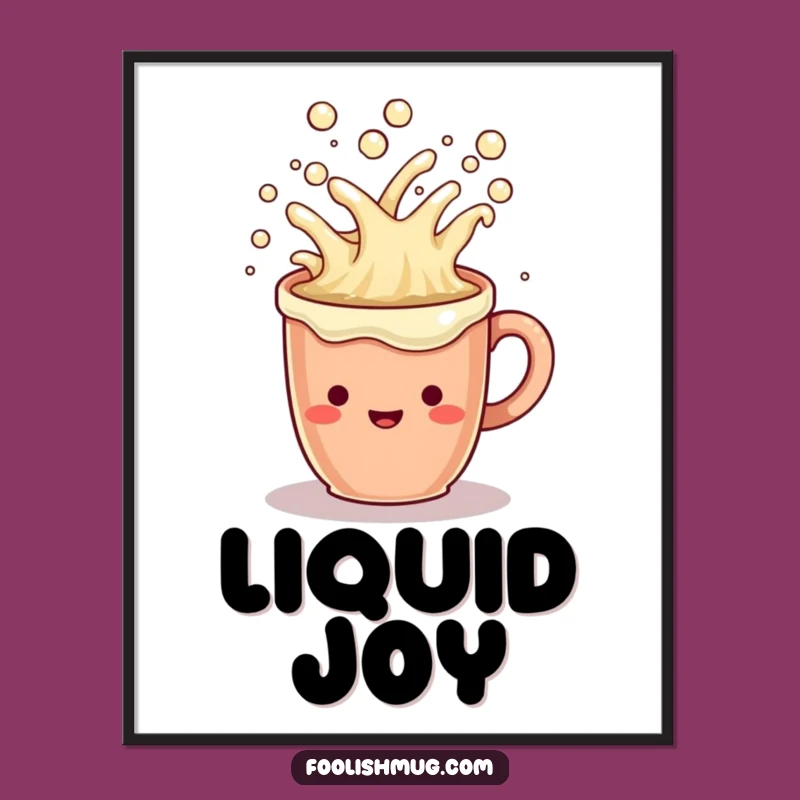 Funny Coffee Mug Digital Art: Overflowing Cheerful Liquid
