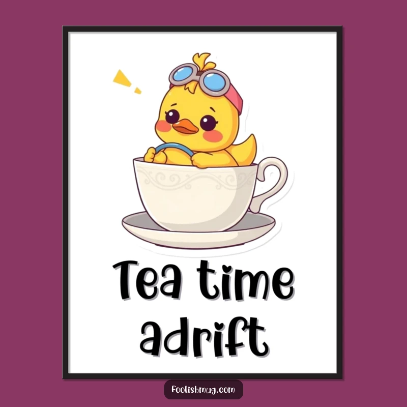 Funny Duck Teacup Digital Print: Confused Character Art for Instant Whimsy!