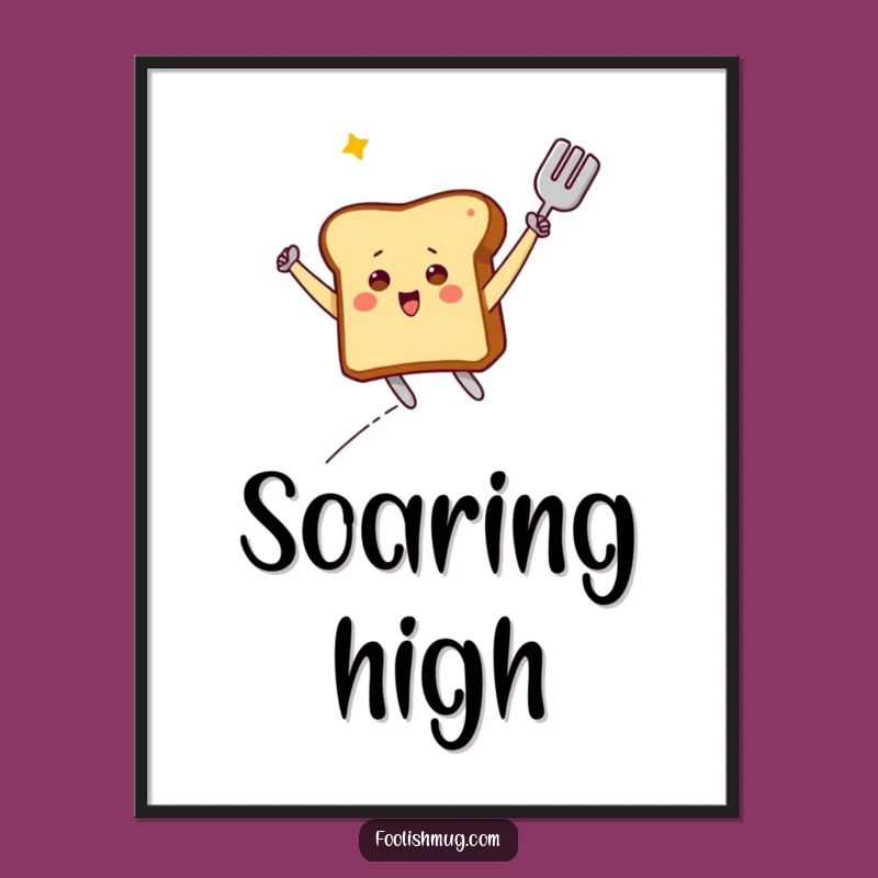 Funny Flying Toast Digital Art: Spatula Adventure Wall Decor, Hilarious Breakfast Print Gift
