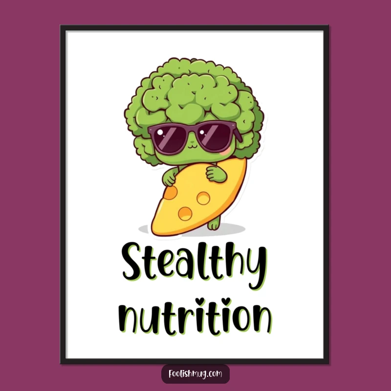 Funny Shy Broccoli Sunglasses Digital Art - Instant Quirky Decor for Veggie Lovers