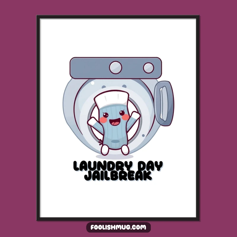 Funny Sock's Great Escape Digital Art: Hilarious Laundry Room Print, a Unique Funny Gift