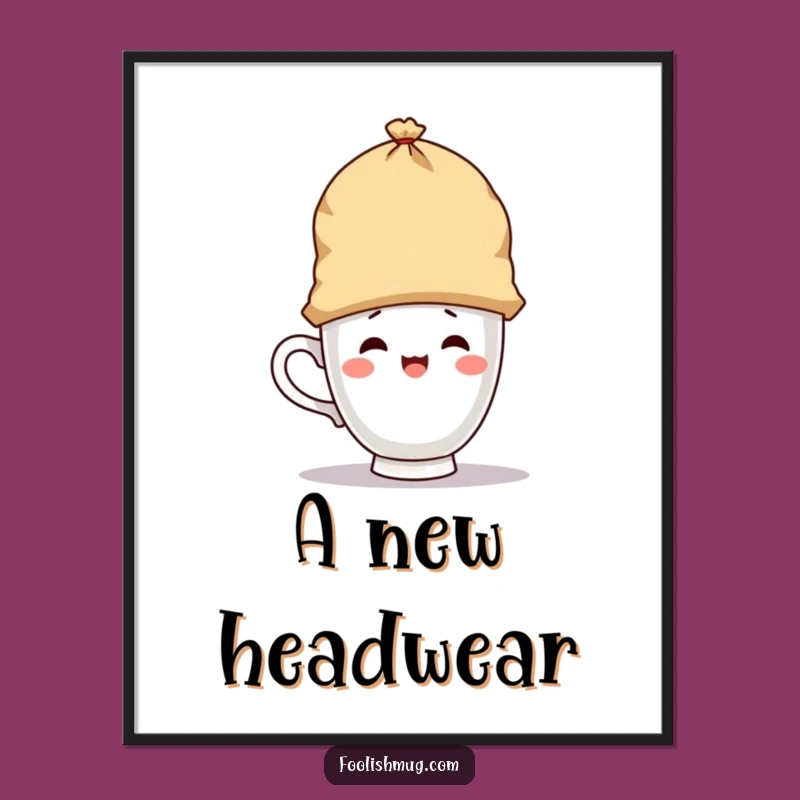 Funny Teacup Hat Art Print: Whimsical Tea Time for Instant Funny Gifts!
