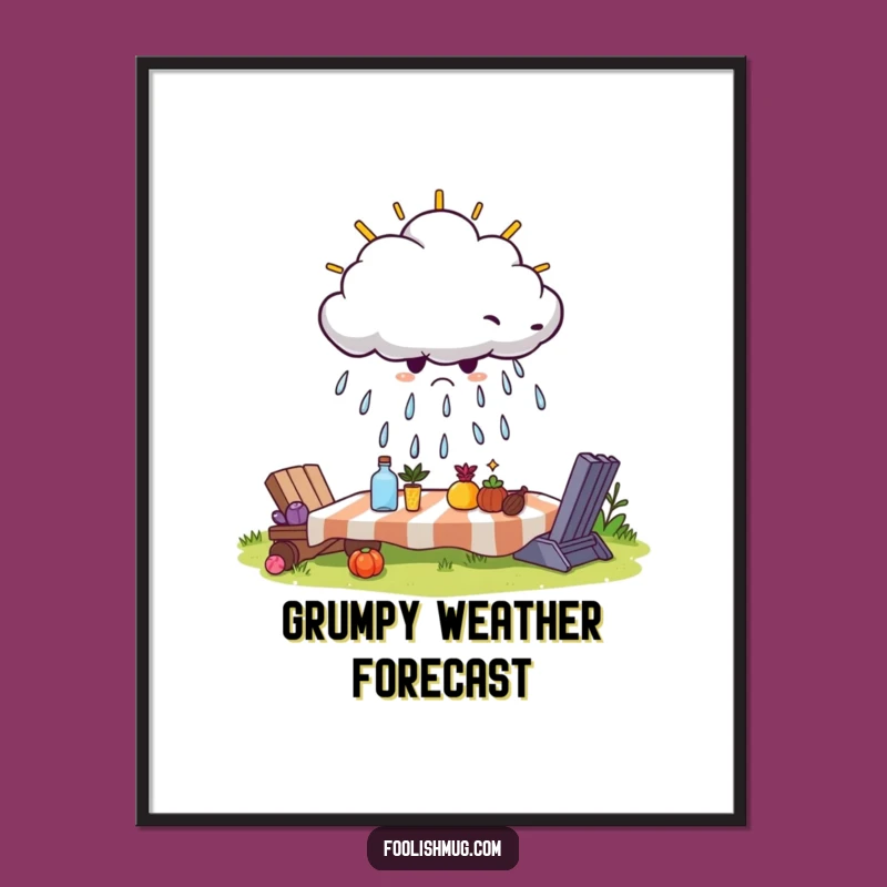 Funny Grumpy Cloud Digital Art: Bring Moody Humor to Your Space