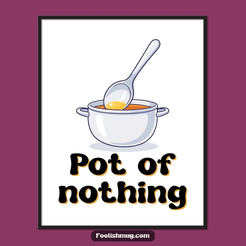 Funny Spoon Stirring Invisible Soup Digital Art: Instant Humor for Your Space