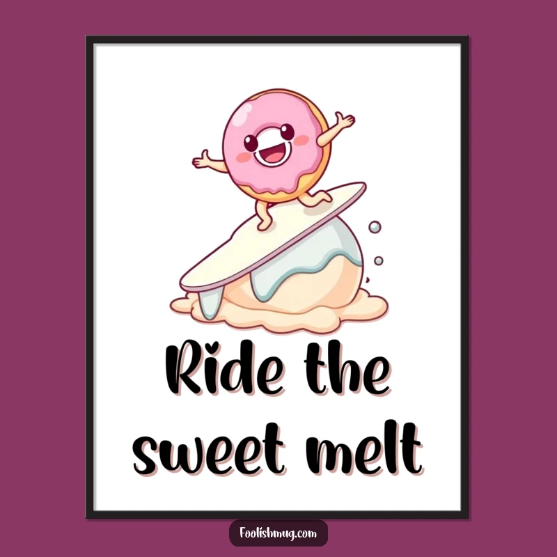 Funny Donut Surf Digital Art: Instant Download, Whimsical Gift