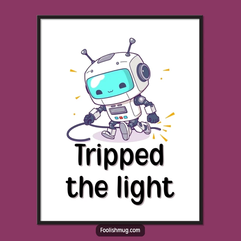 Funny Robot Tripping Art Print: Clumsy Bot Mishap for Instant Funny Gifts!