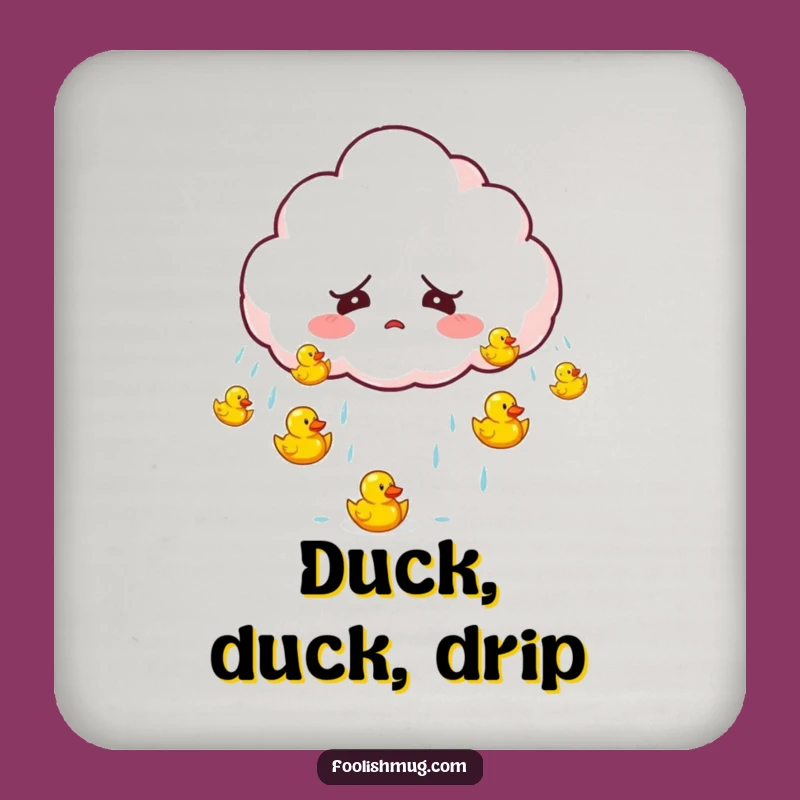 Funny Startled Cloud Raining Ducks Coaster Protect Surfaces with Humorous Charm