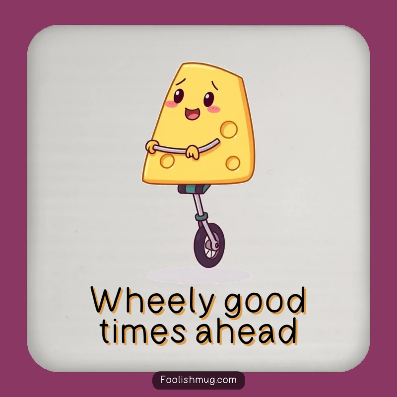 Funny Cheese Unicycle Drink Coaster: Protect Surfaces with Cheesy Style