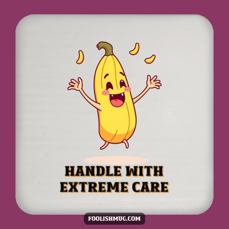 Funny Juggling Banana Peel Slipping Coaster Protect Surfaces with Comedic Flair
