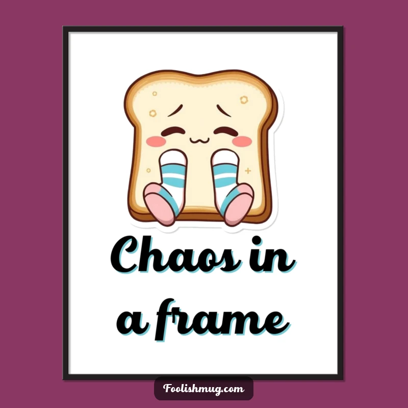 Funny Toast Mismatched Socks Poster, Quirky Wall Art for a Humorous Home