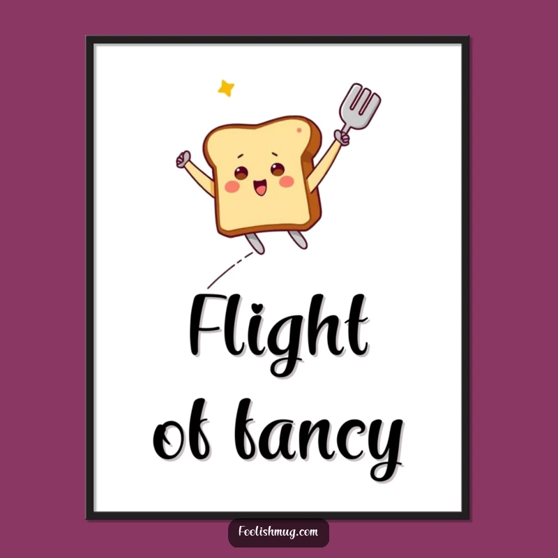 Funny Flying Toast Poster: Epic Spatula Adventure Art, Hilarious Breakfast Wall Decor Gift