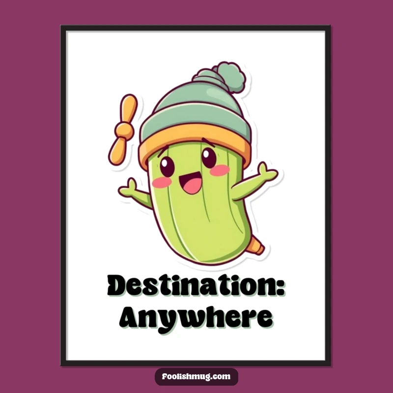 Funny Pickle Flying Crookedly Poster: Add Whimsy to Your Walls