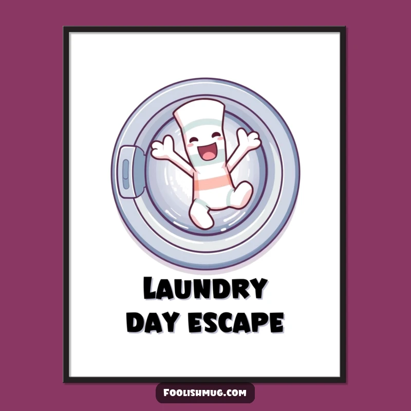 Funny Sock Escape Poster: Mischievous Cartoon Wall Art & Hilarious Gift!
