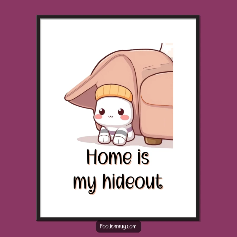 Funny Shy Sock Poster - Hilarious Hideaway Wall Art Gift