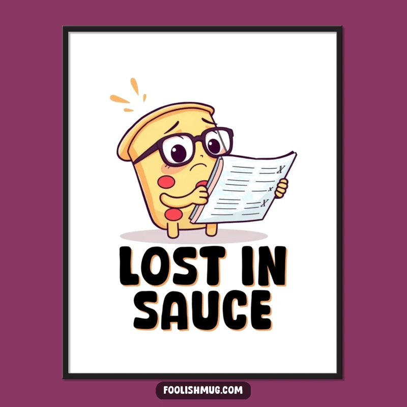 Funny Pizza Menu Poster - Whimsical Wall Art