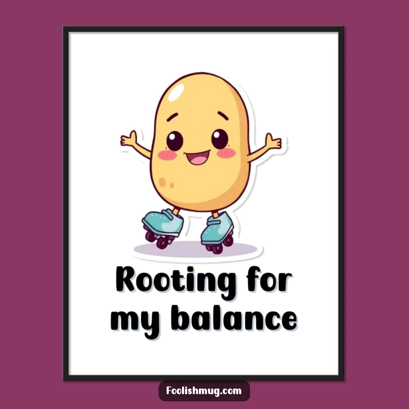 Funny Potato Roller Skater Poster: Hilarious Wobbly Spud Wall Art, Perfect Funny Gift!