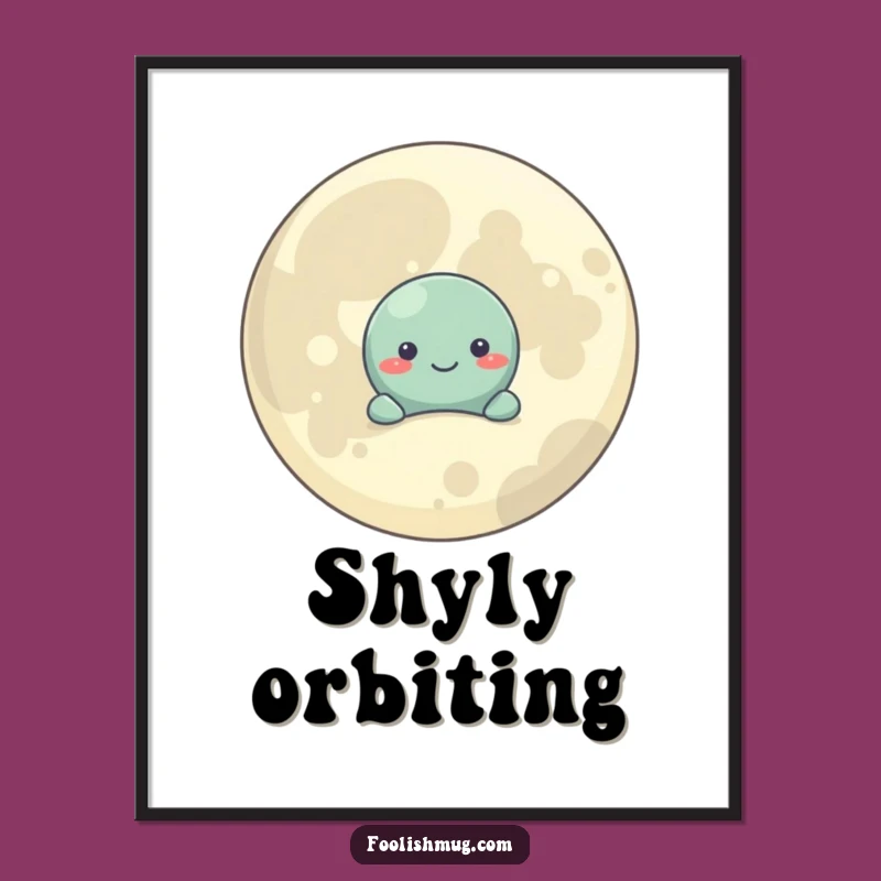 Funny Shy Planet Poster: Cute Space Art, Cosmic Decor, Perfect Gift