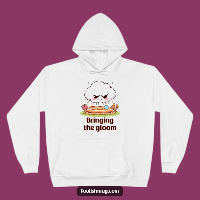 Funny Grumpy Cloud Picnic Hoodie - Cozy Gift for Gloomy Days